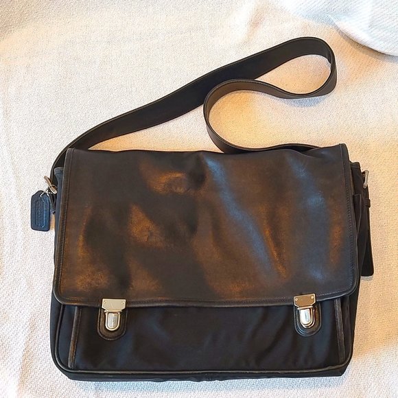 Coach Leather and Nylon Computer Briefcase / Messenger Shoulder Bag - Picture 1 of 9